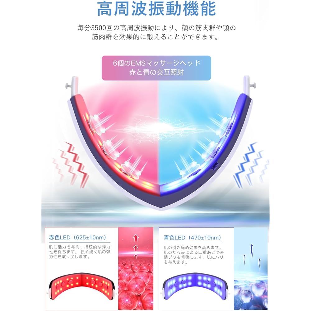 Facial Beauty Device, Face Belt, EMS, Facial, Home Beauty Salon, Equipped with 2-light LED, Remote Control Operation, 3 Modes, Levels, USB Rechargeable, Unisex, Present, Gift for Her, Popular, Japanese Instruction Manual Included