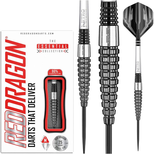 Red Dragon Carnage 3: 25g - 90% Tungsten Steel Darts with Flights, Shafts, Wallet & Red Dragon Checkout Card