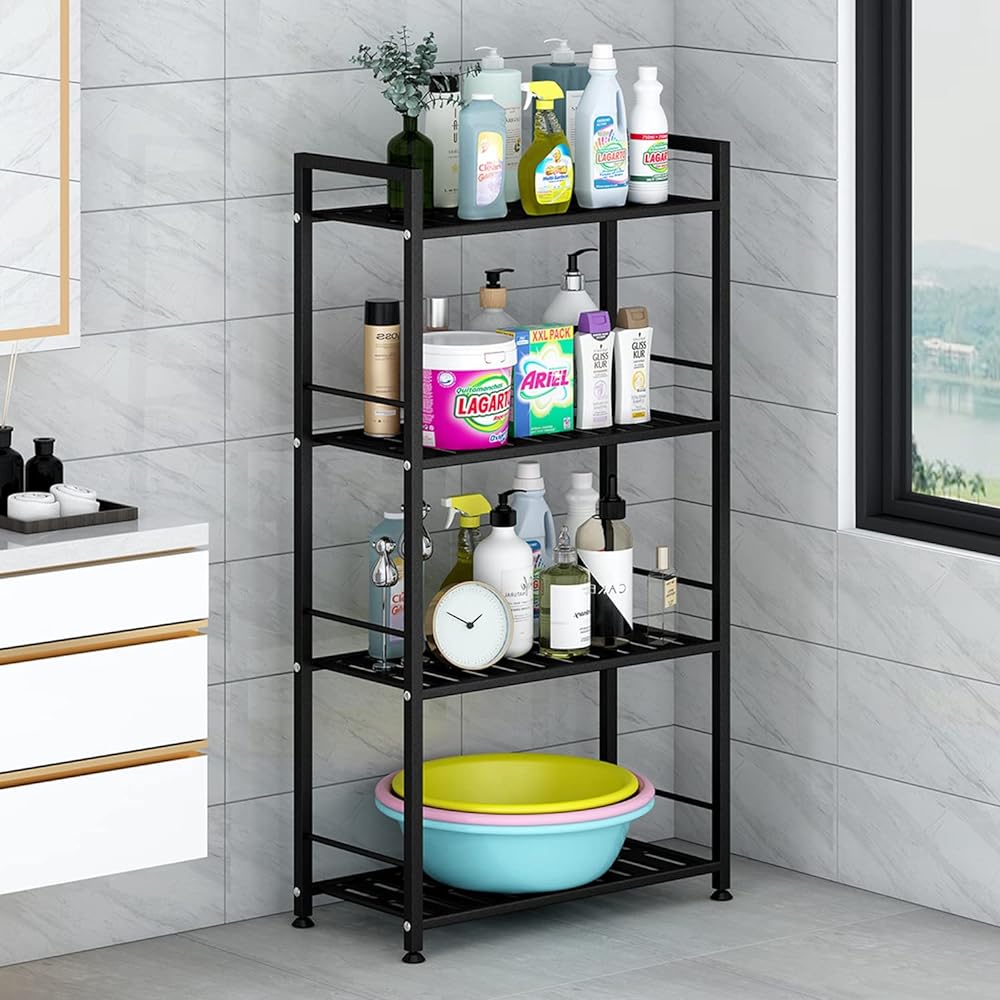 Fainyearn Steel Rack Stovetop Rack Kitchen Rack Storage Rack Bookshelf Kitchen Organizer Shelf Shelf Metal Rack 4 Tiers Width 43.5cm x Depth 30cm x Height 109.5cm