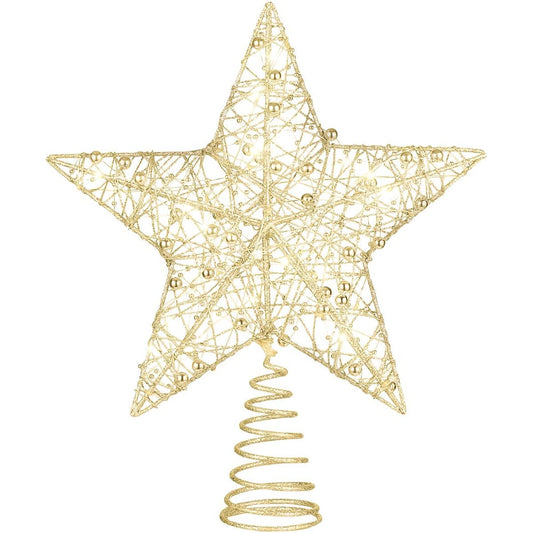 TOYANDONA Tree Topper Christmas Decoration Christmas Tree Star Topper Christmas Light Up Star Party Decoration (Gold)