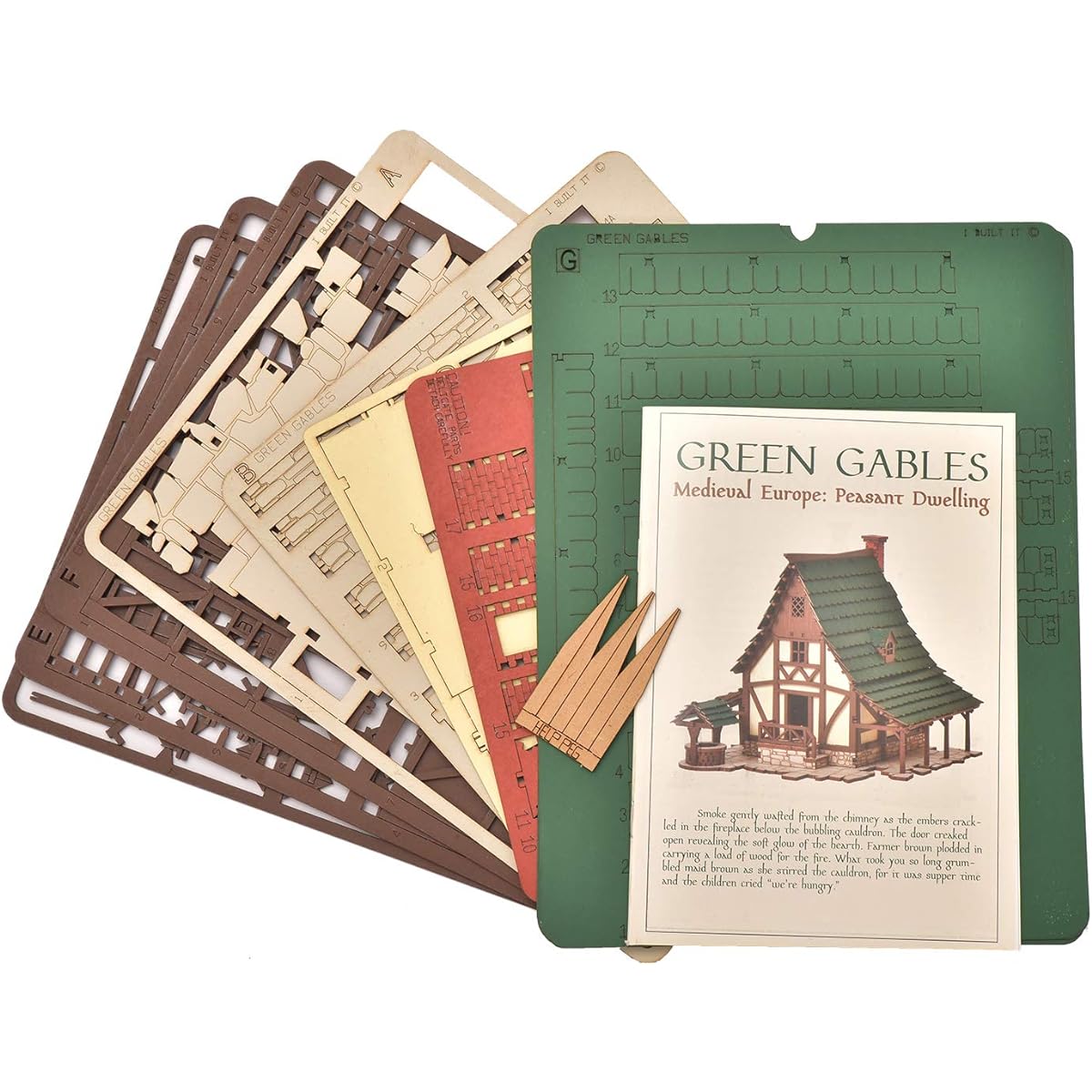 I BUILT IT - Green Gables S - 3D Wooden Puzzle - 28mm Scale Model Building Kit for Adults & Kids Educational Toy Creative Gift Fun DIY Family Activities Tabletop Miniature Terrain Kit Architecture