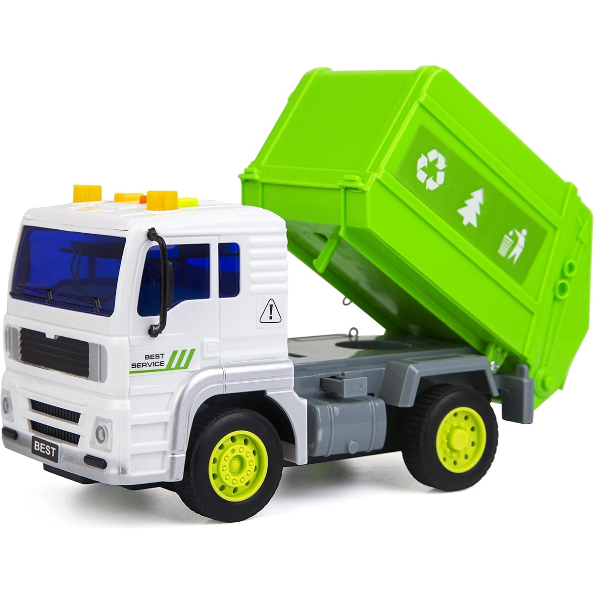 Garbage Truck Toy Friction Powered Garbage Truck Toy with Lights and Sounds Recycling Truck for Toddlers Kids Boys Girls