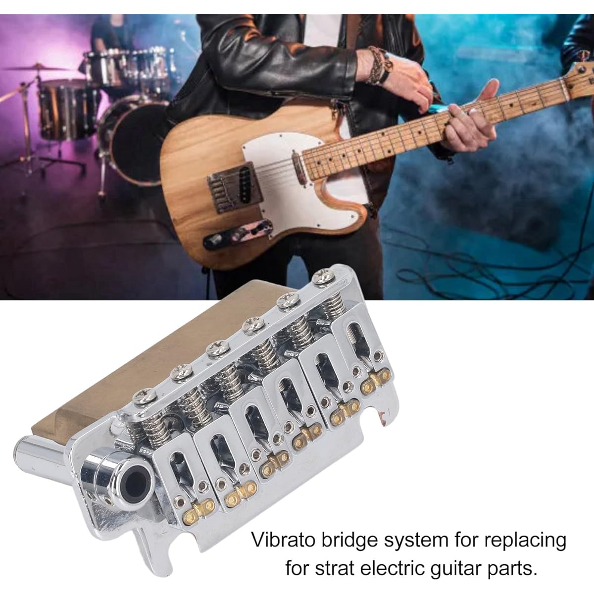 Electric Guitar Bridge, 2-Point Design CNC Machined Durable Guitar Tremolo Bridge Great Compatibility Easy to Install Brass Block