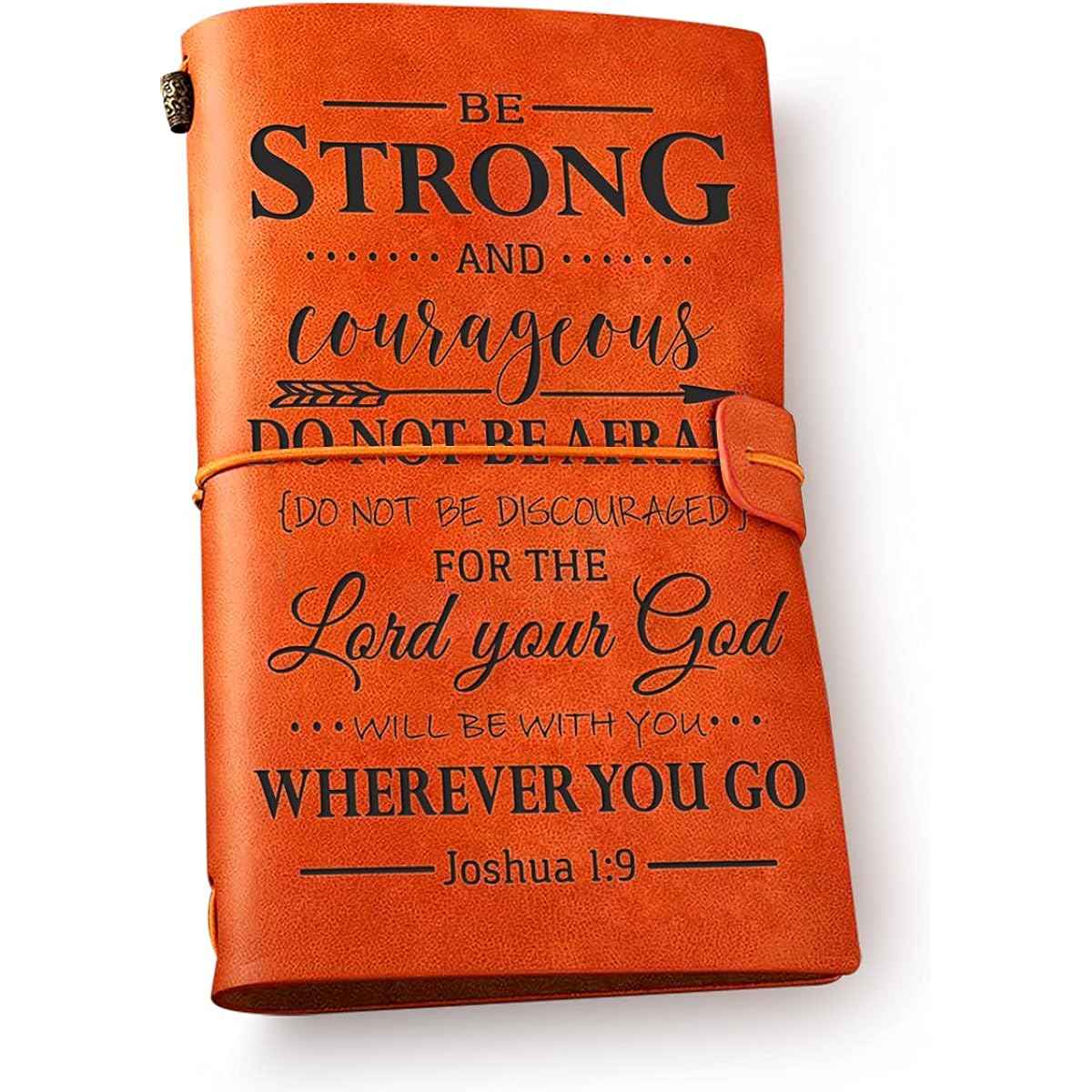 Christian Art Leather Journal Notebook Gift - Inspirational Be Strong and Courageous Embossed Writing Journal for Men Women - Best Bible Verse Gift for Graduation, Birthday, Christmas