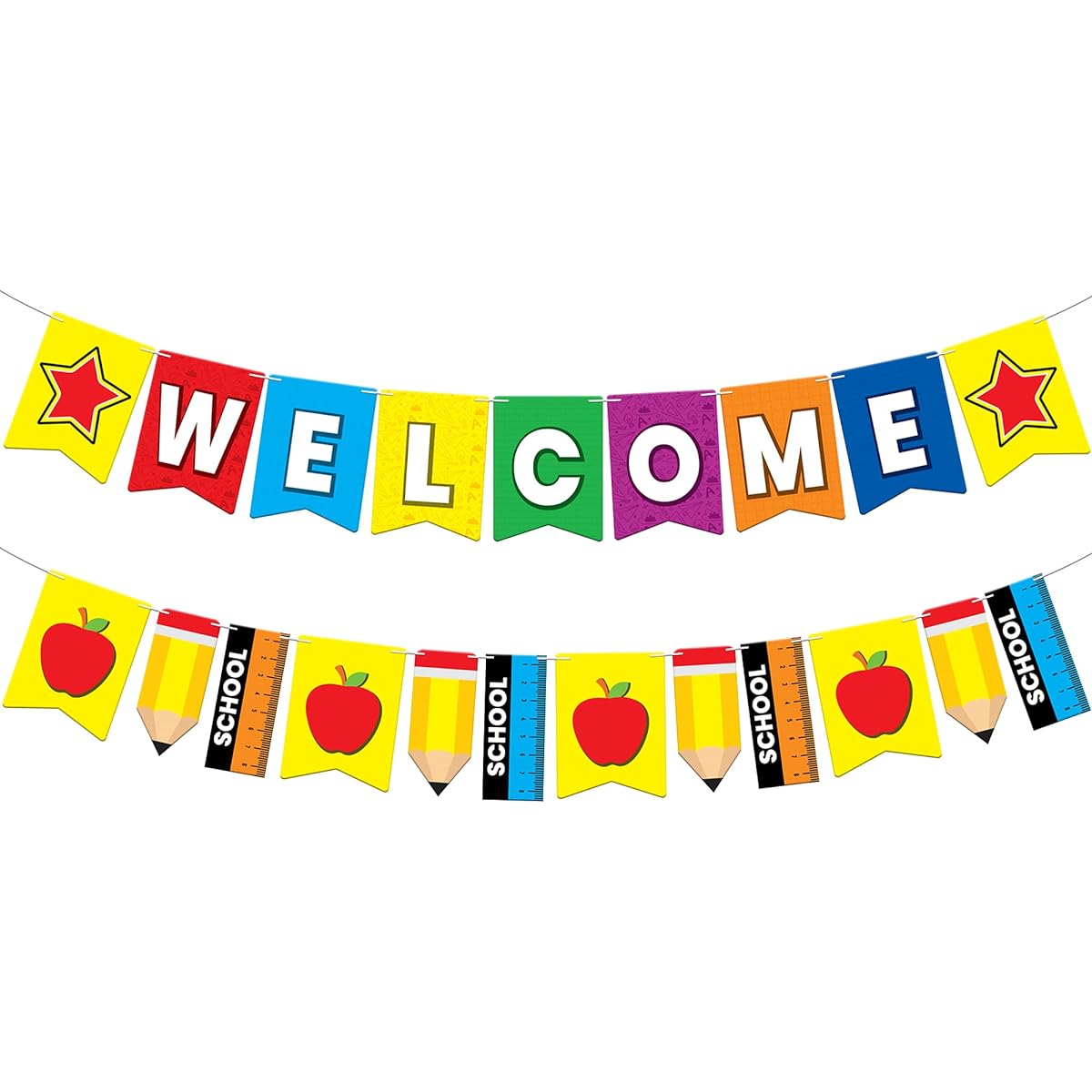 Big Welcome Back to School Banner - 9.8ft No DIY Required 2 Strings | Back to School Decorations | Welcome Banner for Classroom Decorations | Back to School Garland for Teachers First Day Banner