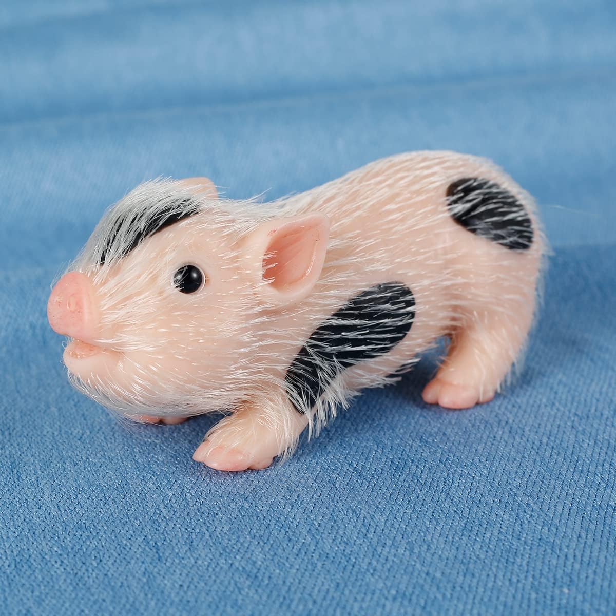 Full Silicone Body Animal Pig 5 Inch Black Spot Teacup Pig Cute Realistic Piglet Mini Baby Piggy Doll Soft Body Great Gift for Boys and Girls