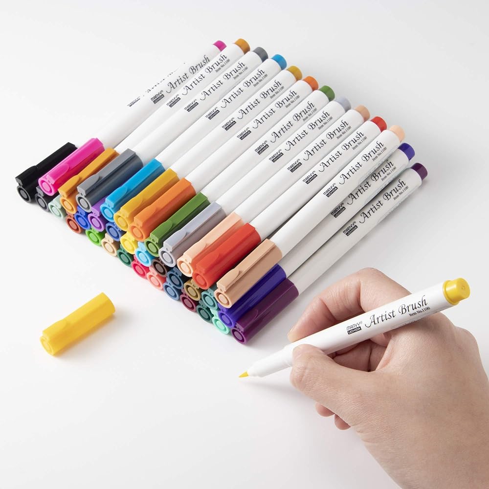 Marvie water-based dye fine brush marker artist brush 36 colors A set 1100-36A