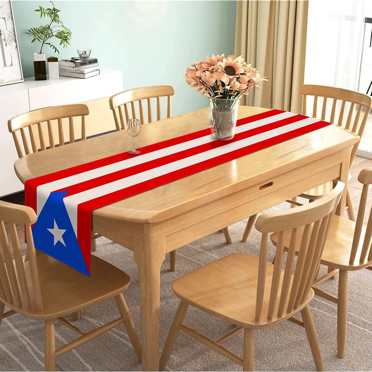 Nepnuser Puerto Rican Table Runner, Puerto Rican Themed Party Decorations for Home Kitchen Dining Room Dinner Linen Table Decor (13" x 72")
