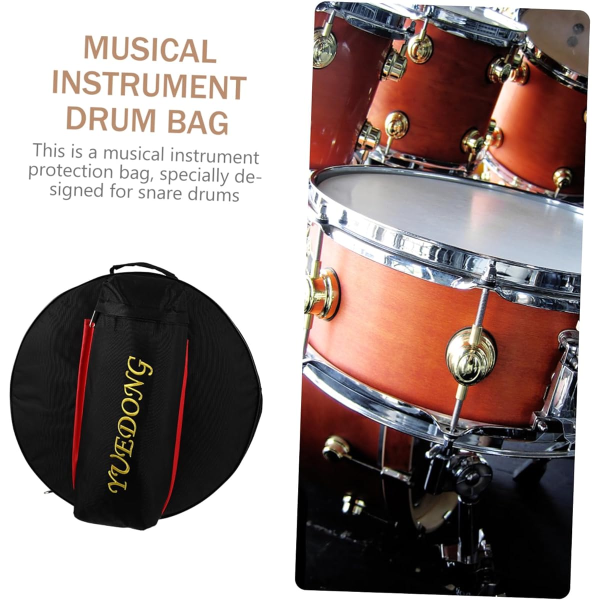 FAVOMOTO 1 Piece 14 Inch Snare Drum Bag 5a Drumstick Suitcase Accessories Backpack Organizer Backpack Gig Bag Storage Bag for Snare Drum Supple Drum Bag Cotton Instrument Protection Bag Bohemian