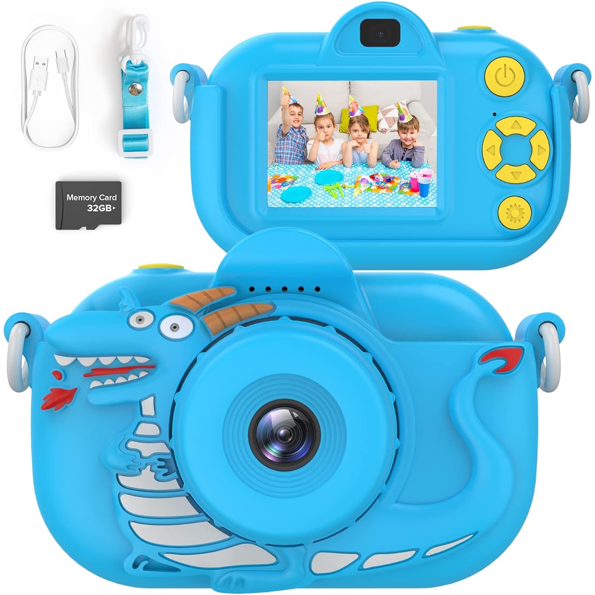 ENGUNS Kids Camera for Boys Age 3-12 Toddlers, 32MP HD Digital Camera for Kids, Boys Birthday Gifts Toys Children Kid Selfie Camera with 32GB Card, Toddler Camera for 3 4 5 6 8 10 11 12 Year Old Boys