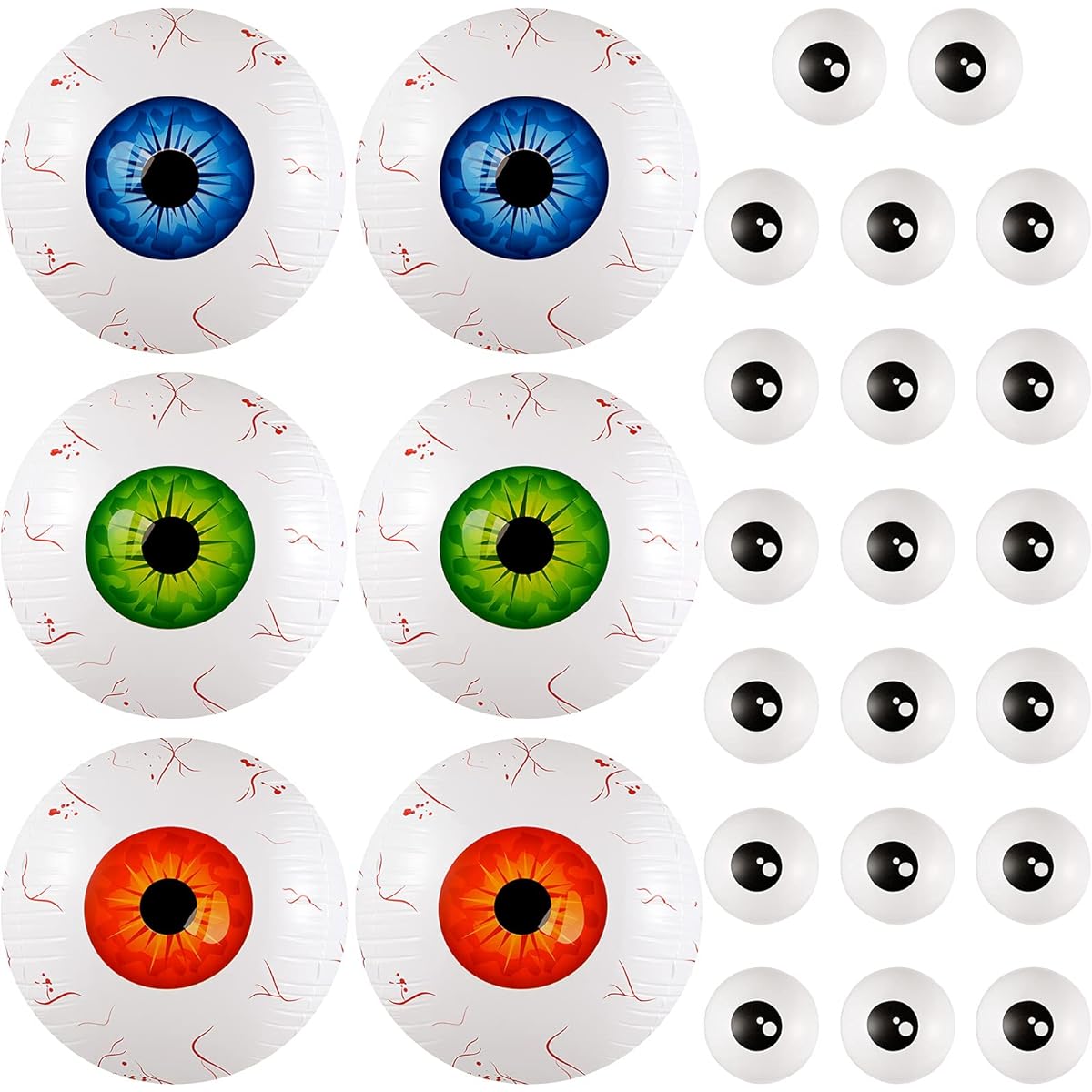 26pcs Halloween Inflatable Eyeball Balloons, 22inch Reusable Eyeball Aluminum Film Balloons Latex Eye Balloons for Halloween Party Supplies Garden Decoration Hedge Decoration