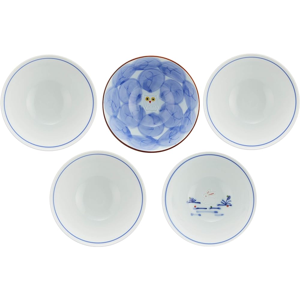 Rice bowl, white, 11cm, Hasami ware, Fukumine kiln, picture change (small), 5-piece set 52549