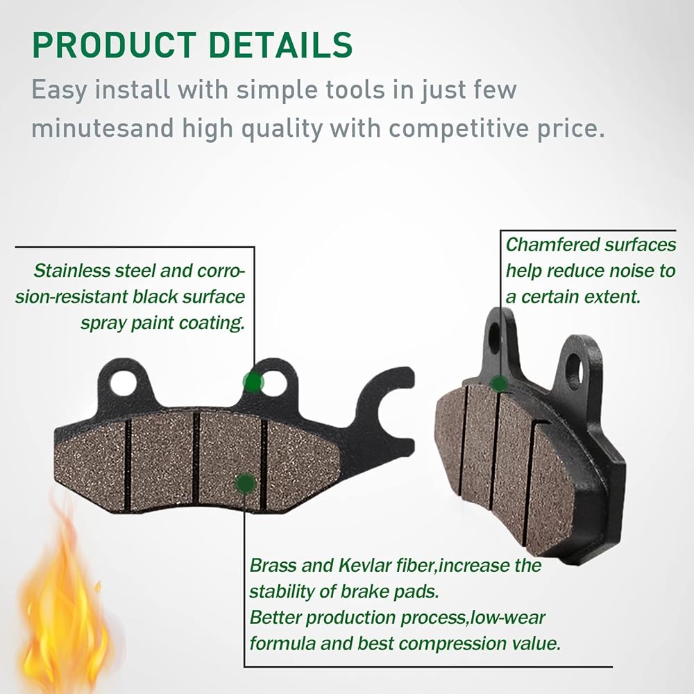 Cyleto Front and Rear Brake Pads for Kawasaki EX250 NINJA 250R 2008 2009 2010 2011 2012