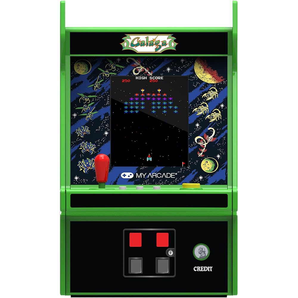 My Arcade Galaga Micro Player Pro 2 Games in 1 Mini Arcade Machine Fully Dynamic 6.75" Collectable Color Display