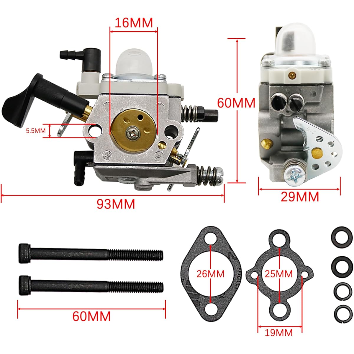 FLMLF Premium Performance Carburetor for Walbro 1191 1/5 HPI Baja 5B Losi 5ive-T 36cc-45cc Zenoah CY Engine