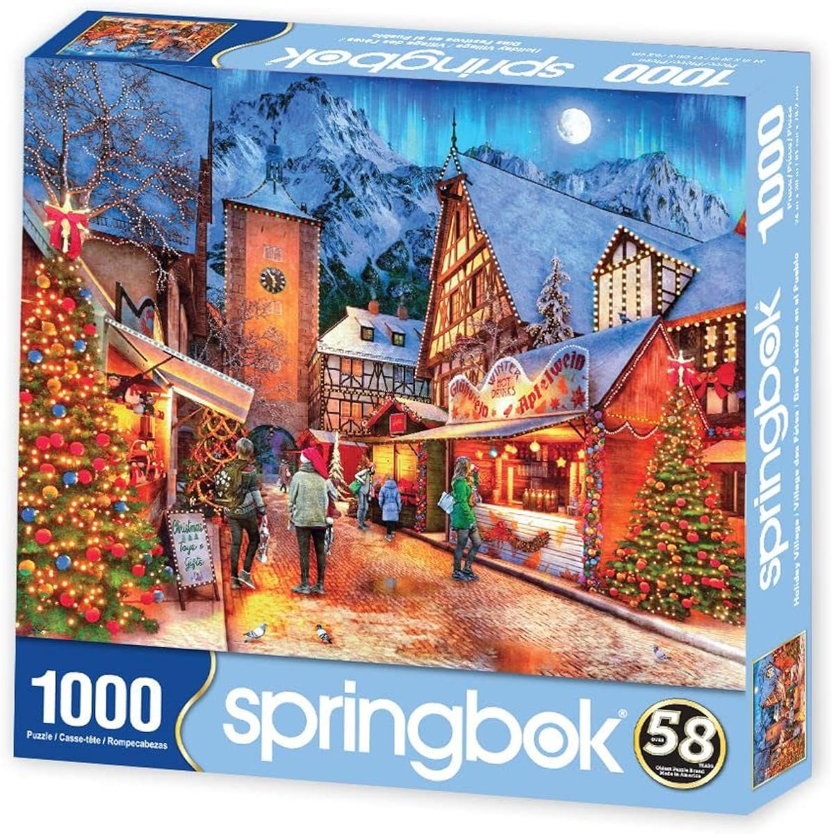 Springbok 1000 Piece Jigsaw Puzzle Holiday Village Made in the USA Large Size Unique Cut Pieces