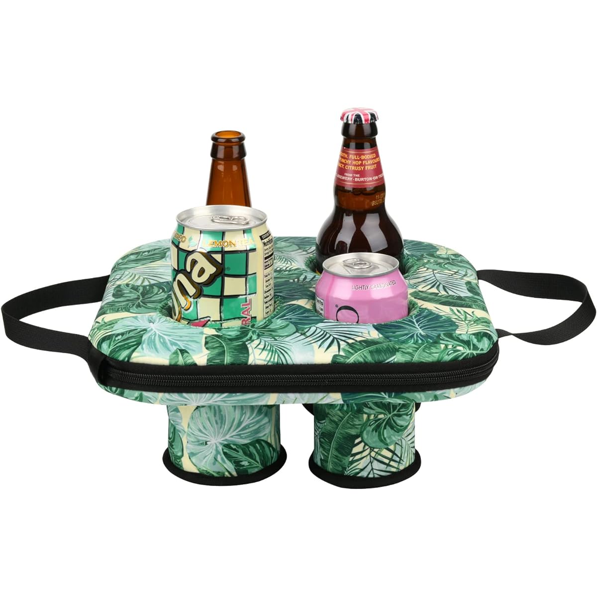 Cosmos Floating Drink Holder Pool Drink Cup Float Coaster No Inflatable Floating Refreshment Drink Tray for 4 Beer Cans/Bottles/Coffee Cups/Tumblers/Beach/Hot Tub/Pool Party Decoration