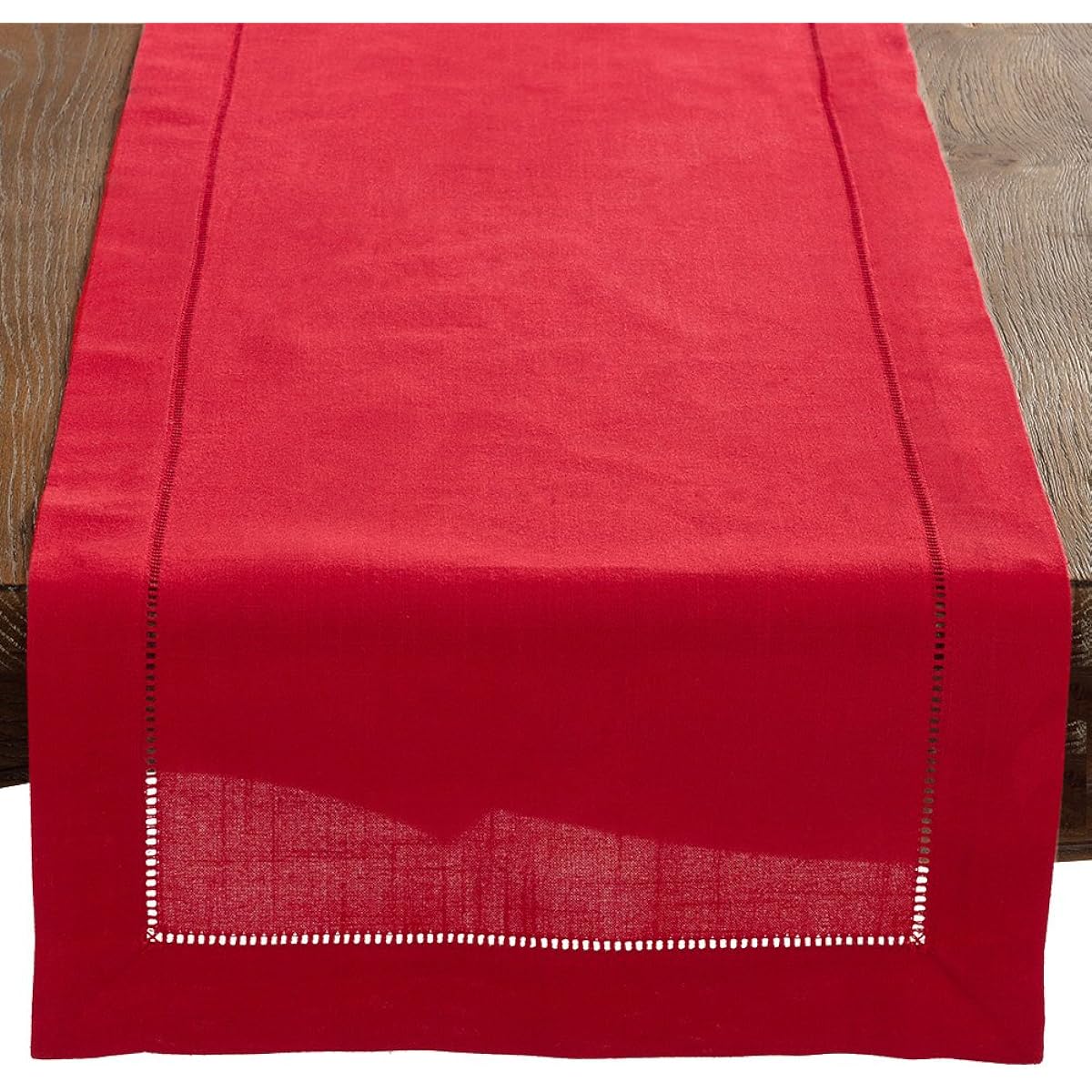 Occasion Gallery Red Hemstitch Border Holiday Table Runner, 16" x 120", Rectangle