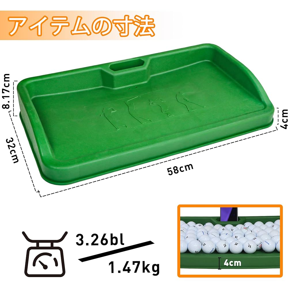 Golf Ball Tray - Cell Phone Holder Record Golf Swings, 100 Ball Capacity, Heavy Rubber Golf Tray Compatible with All Ball Hitting Pads