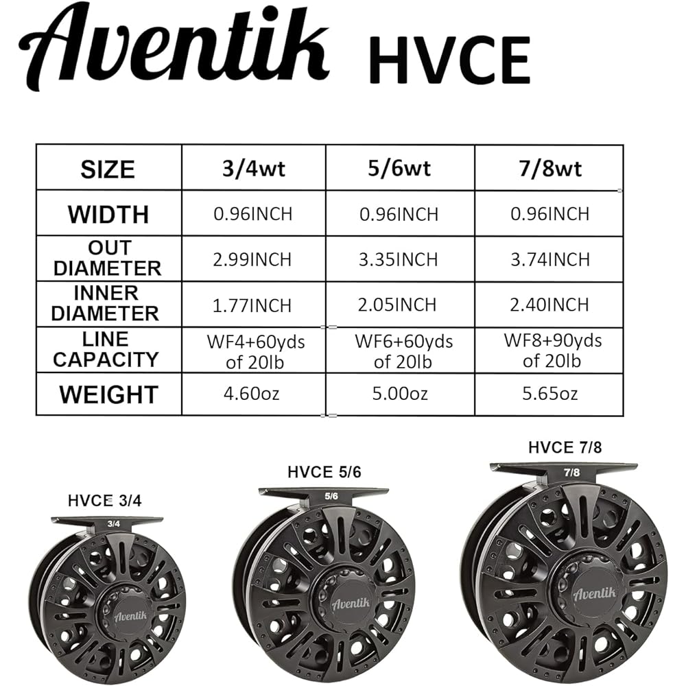 Aventik Z Center Drag System Classic III Graphite Large Arbor Fly Fishing Reel Sizes 3/4, 5/6, 7/8