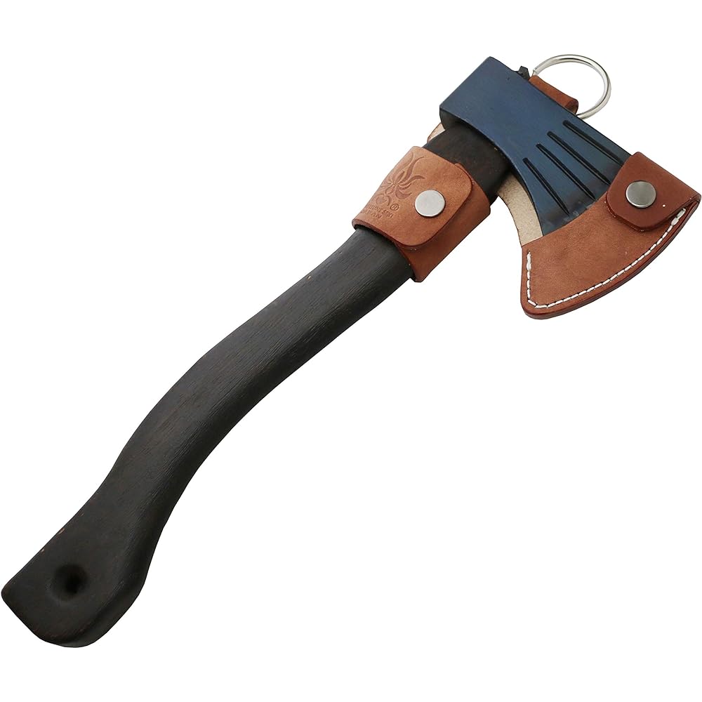 Kanetsune Seki KB-157 Fireplace Hand Ax Hatchet Burnt Oak Handle Leather Case Included KB-157