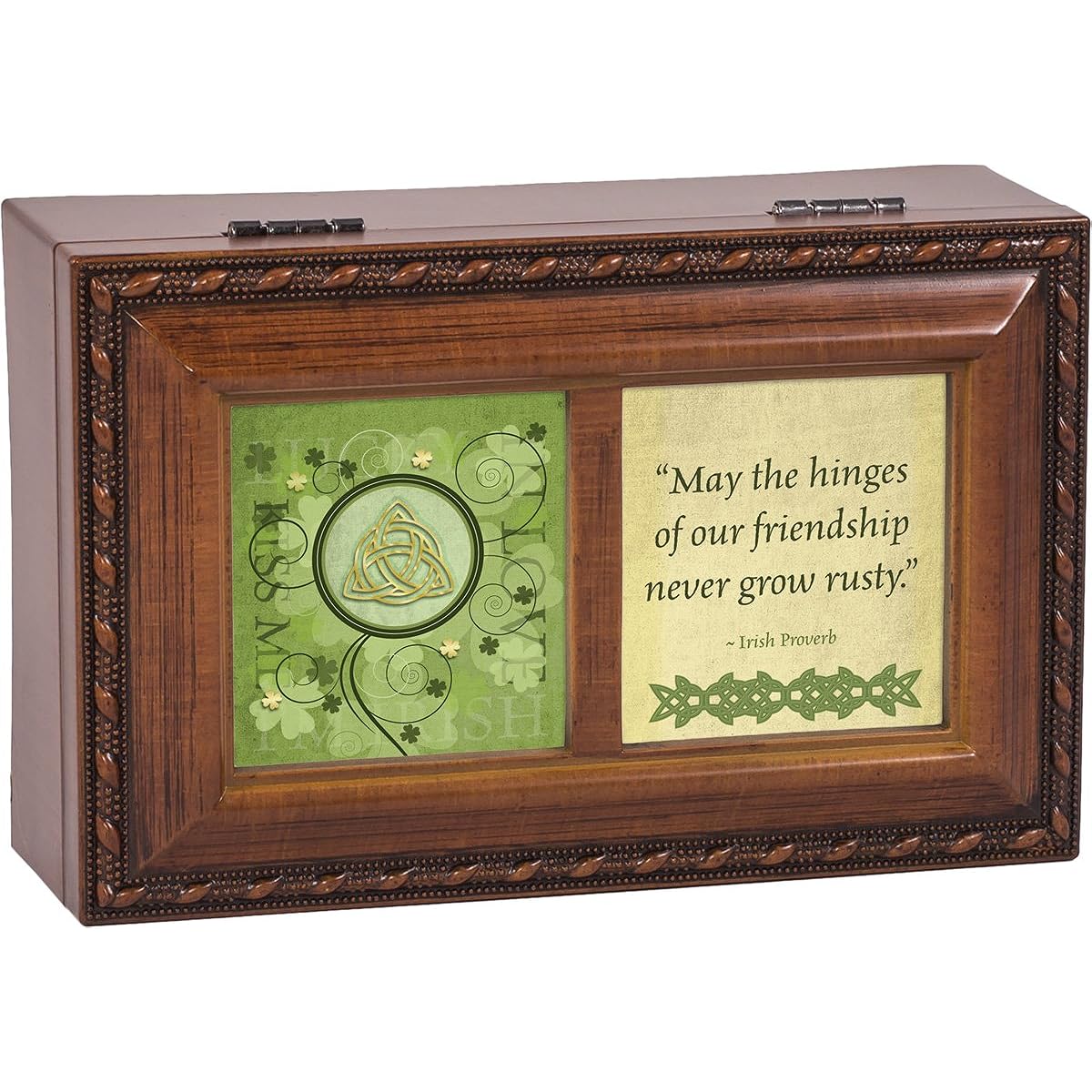 May the Hinges Irish Sayings Wood Finish Small Jewelry Music Box Plays Irish Eyes Smiling