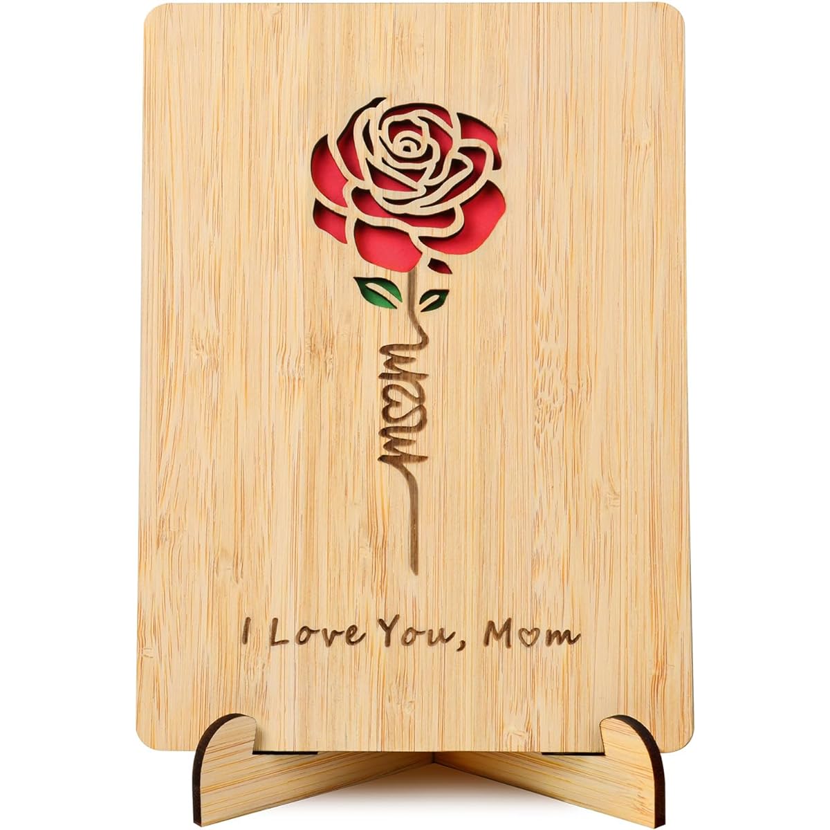 Brikabia Mom Birthday Card, Mother's Day Card for Mom, Mom Gifts from Daughter, Wooden Birthday Card, Handmade Birthday Card Gifts for Mom, Birthday, Mother's Day, Christmas.