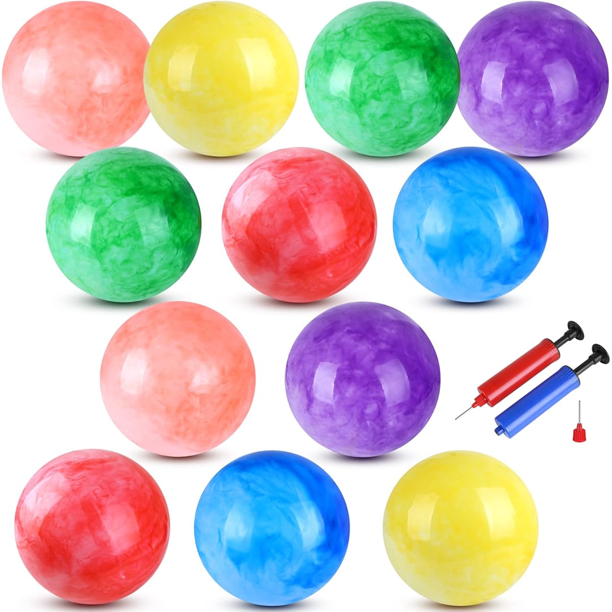 GCQJOQ 12pcs 9inch Marble Bouncy Ball Kickball Inflatable Sensory Ball Beach School Playground Indoor/Outdoor Play Ball