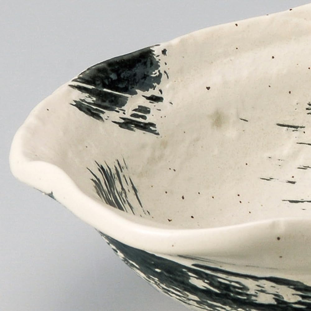 Sohougama Pot, Black Brush, Large Bowl, 28.5×20.4×8.8cm 022-03-653