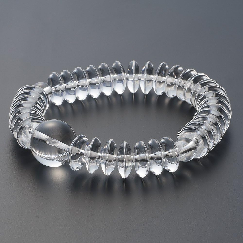 Buddhist Altar Shop Takita Shoten Specially Selected Bracelet Prayer Beads Natural Stone Bracelet Genuine Crystal Flat Beads 12 x 5mm Beads Inner Circumference Approximately 17.5cm◆ Prayer Beads Bracelet, Large Beads, Prayer Beads Bracelet, Power Stone,