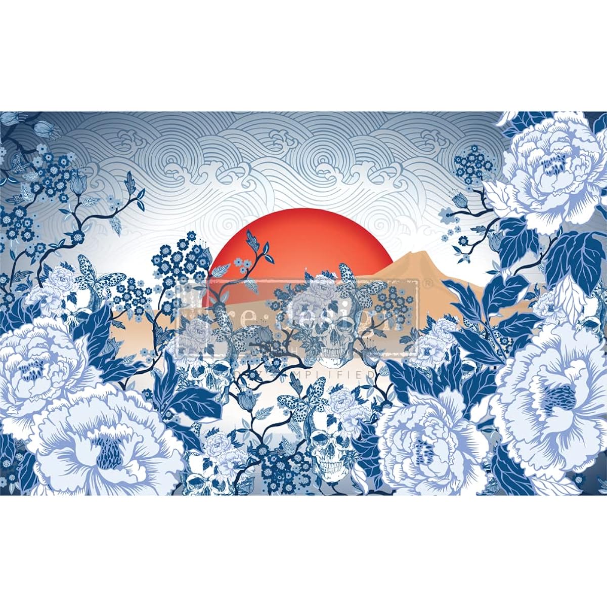 Prima Re-Design Decoupage Decor Tissue Paper 19"X30"-Skull Chinoiserie -REDTP-54313