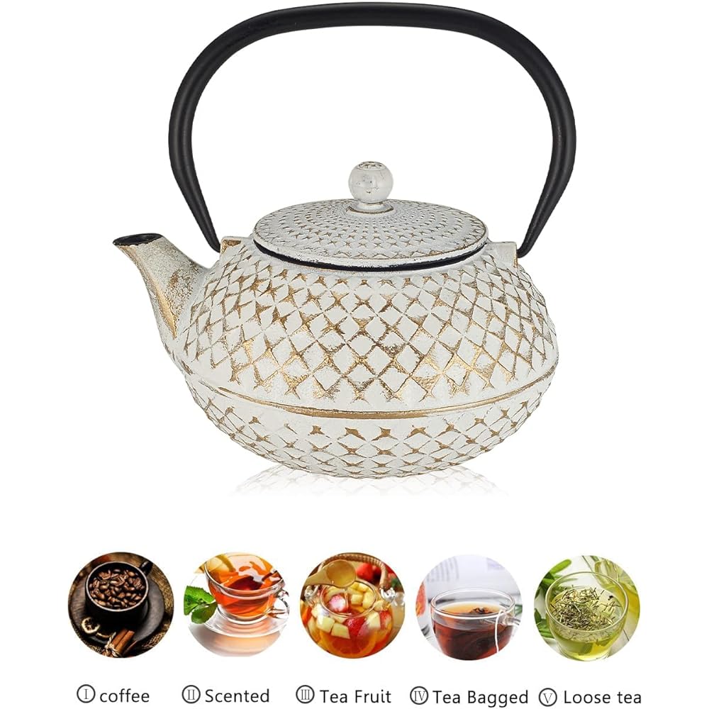 Iron kettle, Nambu ironware, compatible with IH cooker, teapot, iron kettle, stylish, cast iron, teapot, black tea pot, handmade, heat-resistant teapot, white kettle, tea strainer included, iron supplement compatible, kettle, iron bottle, cast iron, tea