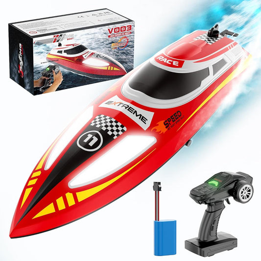 BEST RC High Speed Boat, RC Boat, Ship, 30km/h, For Kids, RC Remote Control, Waterproof, Battery, 30 Minutes Operation Time, RC Speed Boat, Capsize Recovery, Low Voltage Alarm, Toy, 2.4Ghz Wireless Operation, Gift, Christmas Present, Kids, Boys (Red)