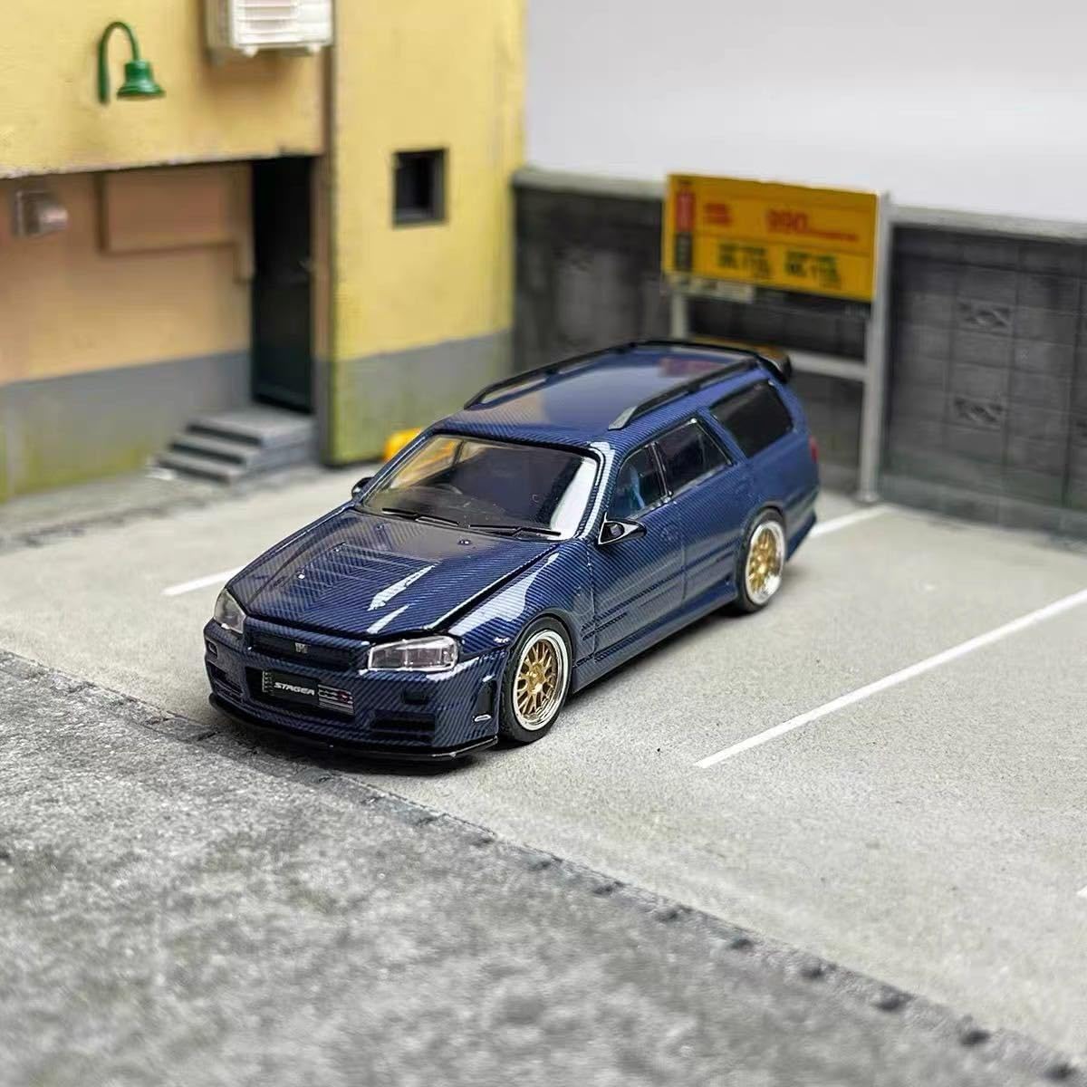 1/64 ZOOM GTR R34 WAGON Wagon Stagea Carbon Blue