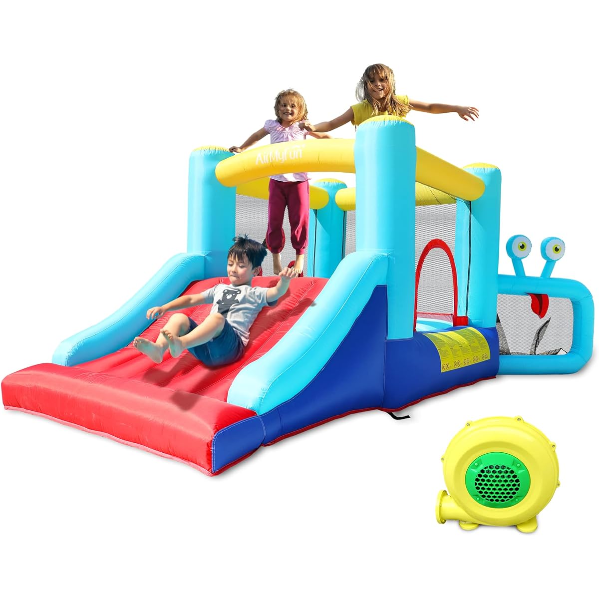 AirMyFun Bounce House Inflatable Bouncer Jump House with Blower Kids Party Theme Bouncy Castle Basketball Hoop Football Play A82029