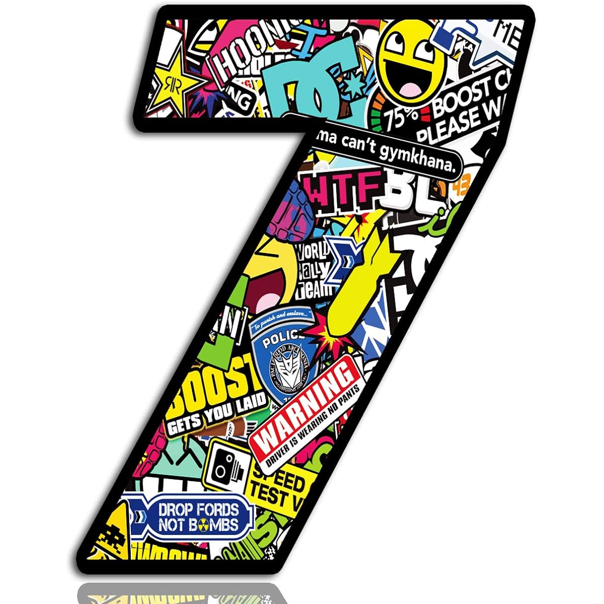 Skino™ Auto Moto Racing Number Bomb Sticker Rally Motocross Tuning Sticker Race Number Motorsport Auto Motocross Formula 1 Car Motorcycle (Number 7)