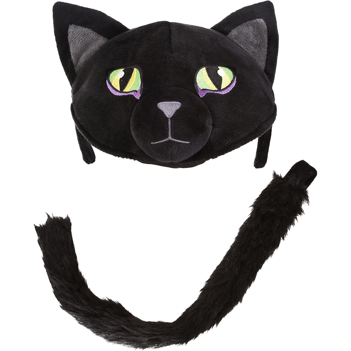 Cat Plush Headband & Tail Costume Kit for Adults and Kids, Black