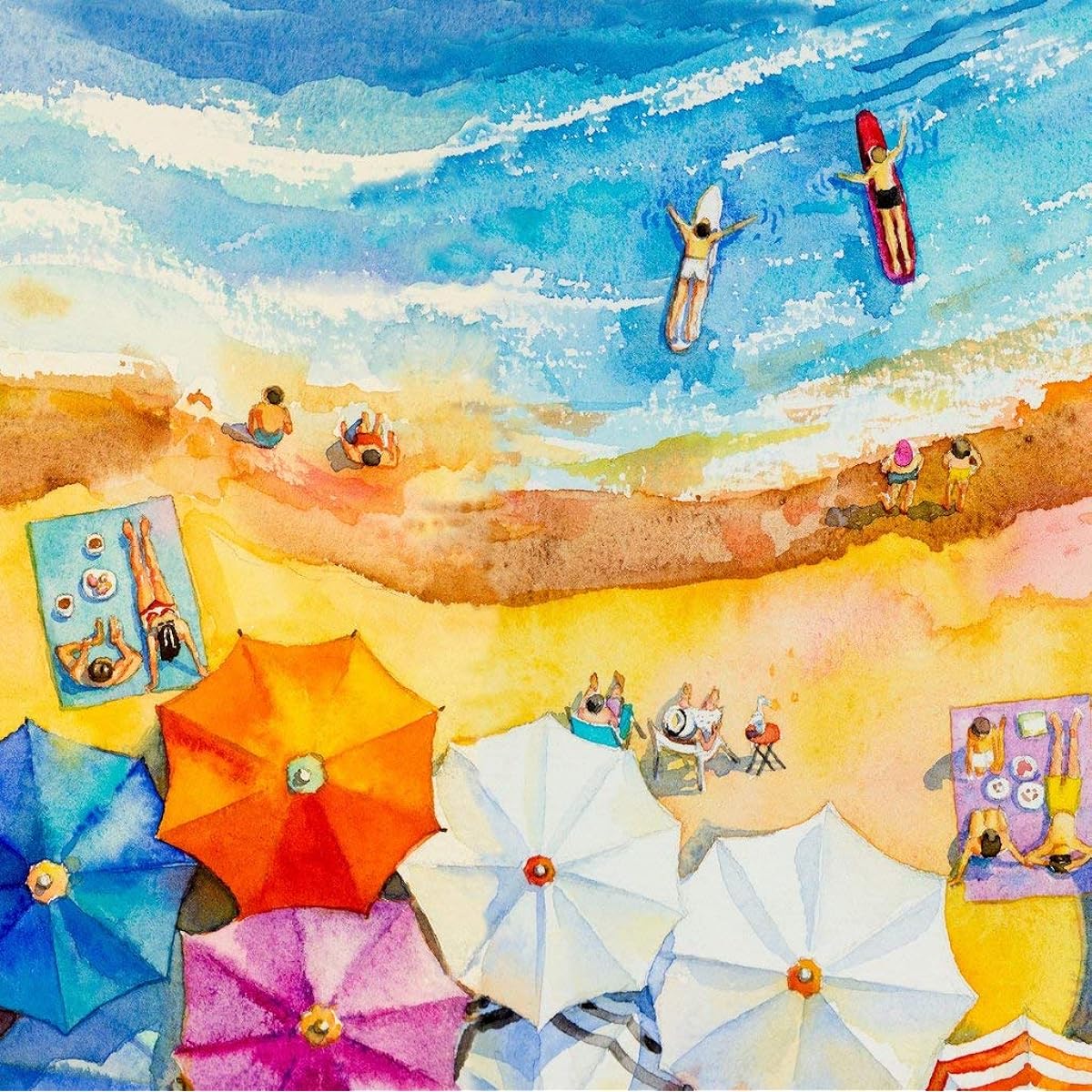 Nautilus Puzzles Wooden Jigsaw Puzzle A Day at the Beach 145 Piece Made in the USA.
