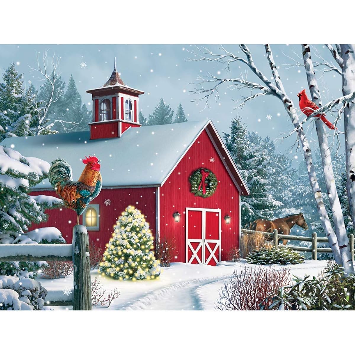 Bits and Pieces - 300 Piece Jigsaw Puzzle for Adults 46cm x 60cm - Winter Barn II - 300 pc Jigsaw by Artist Alan Giana