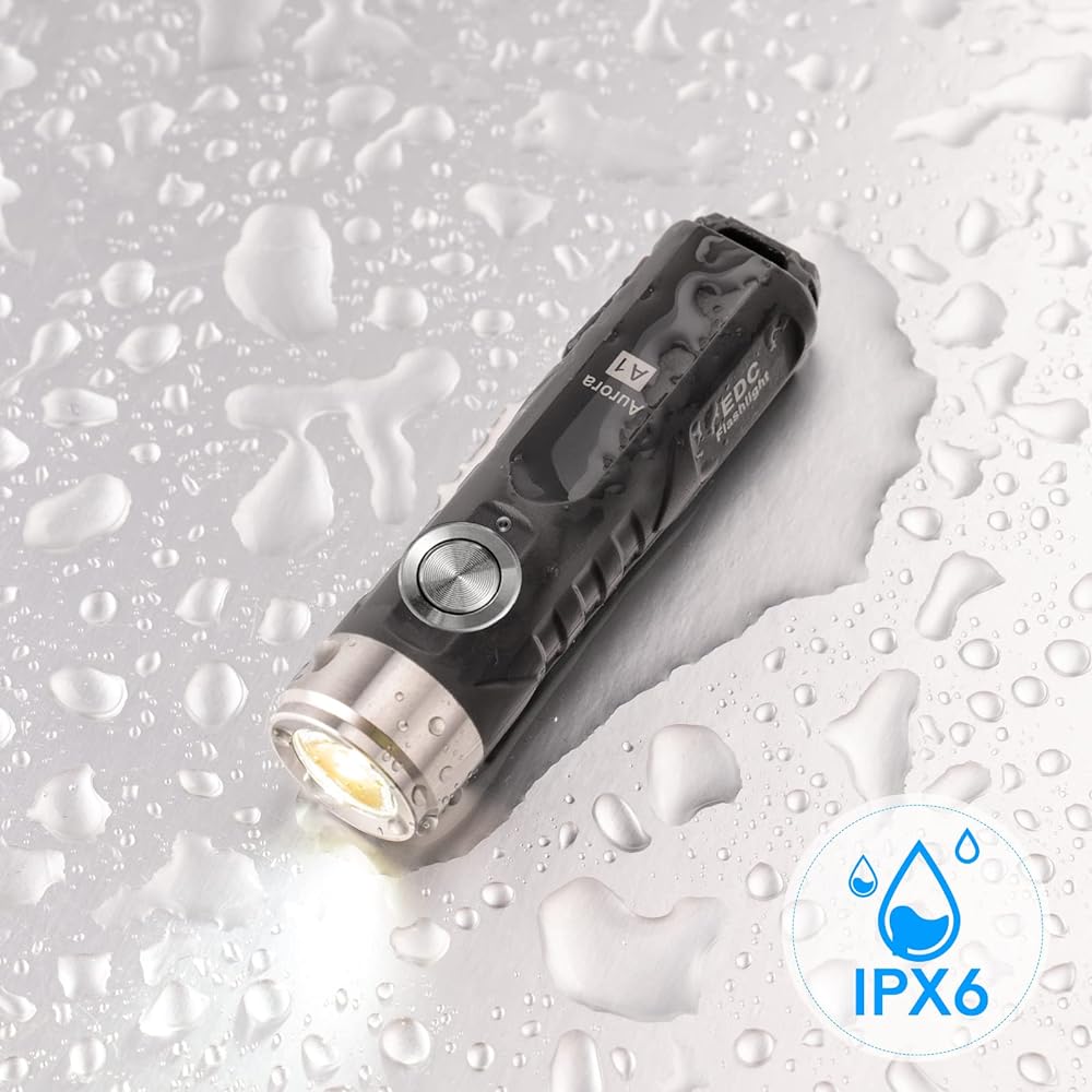 Aurora A1-G4 Small Flashlight High Lumens, USB-C, 650 Lumens, 6500K Mini Keyring Torch (Black)