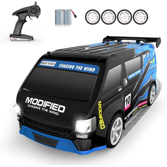 Carox Drift RC Car 1/14 Scale 4WD Mini Van Drift Car High Speed 25km/h 3 Light Modes 2 Rechargeable Batteries Included Fun for Kids and Adults (Blue) OX32BLU