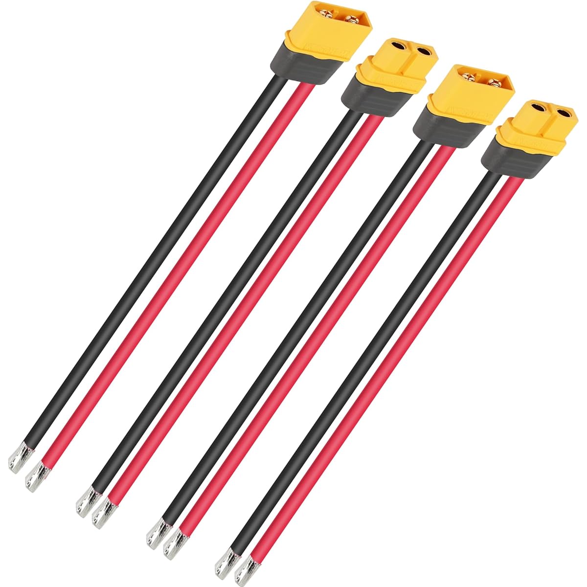 GINTOOYUN XT60H Plug Male Female Connector Pigtail Cable 2 Pairs 1FT 12AWG 4pcs XT60H-M XT60H-F Extension Cable for RC Lipo Battery FPV Drone 30cm