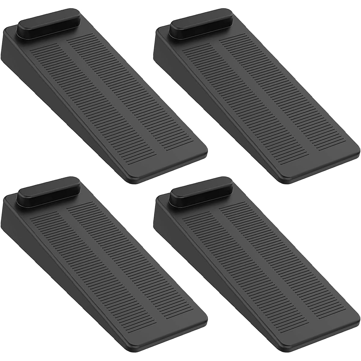MERCURYAL Non-Slip Wedge-Shaped Door Stops - Floor Door Stops - Holds Floor Doors (4 Units, Black)