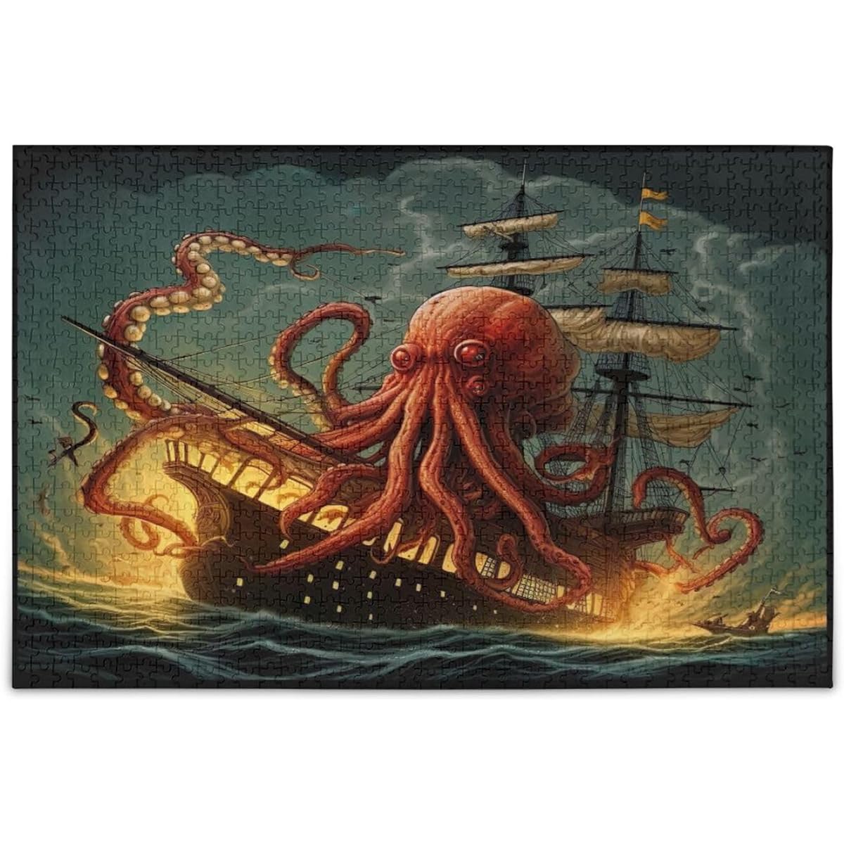 Nander 1000 Piece Octopus Pirate Ship Jigsaw Puzzle for Adults Teens Kids Fun Family Game Holiday Toy Gift Home Decor
