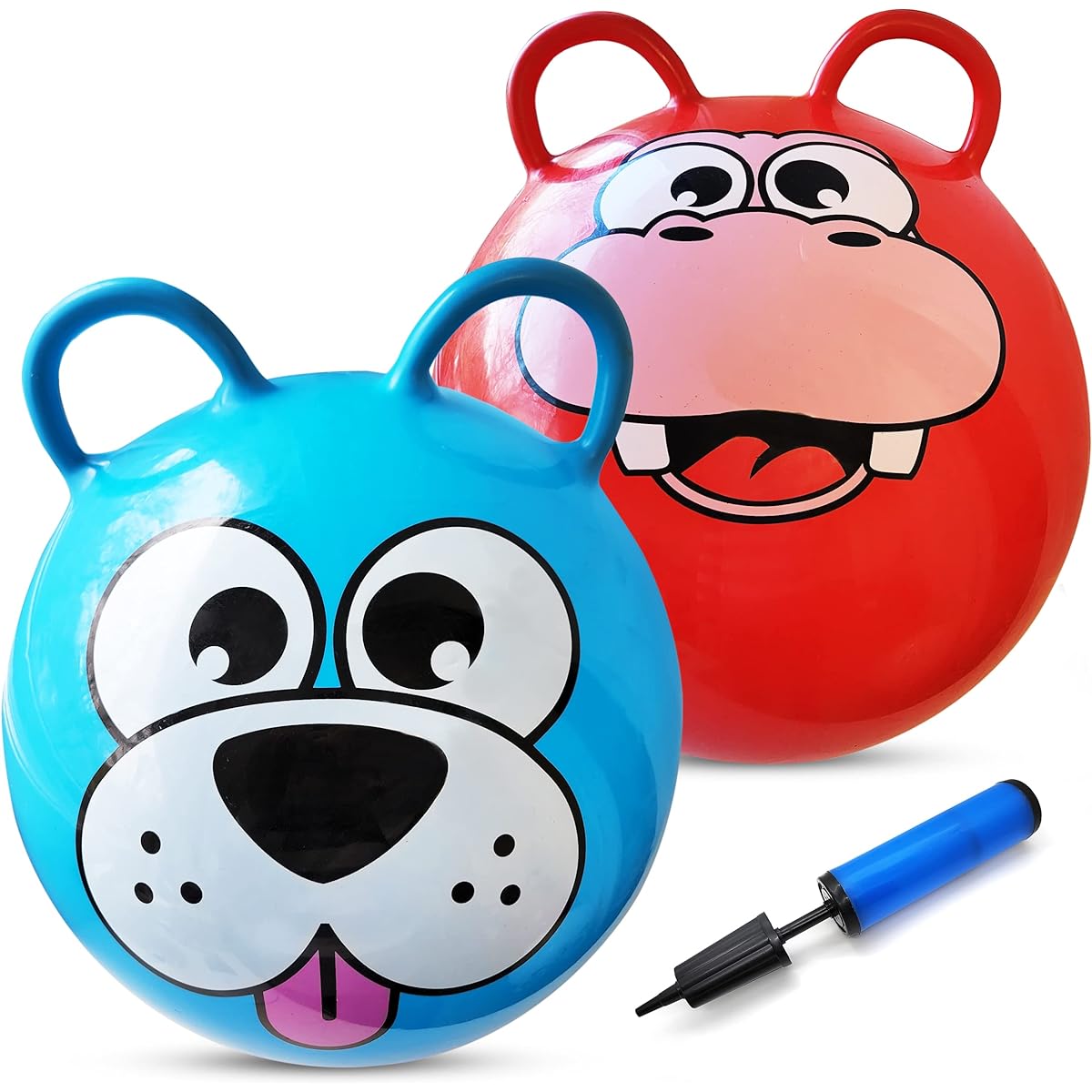 Animal Hopper Ball - 20" Bouncy Ball with 2 Handles - Easy to Inflate Bounce Ball with Hand Pump - Brightly Colored Hop Ball - Bouncy Jump Ball for Toddlers and Kids Ages 3+