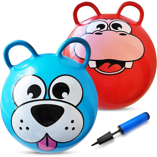 Animal Hopper Ball - 20" Bouncy Ball with 2 Handles - Easy to Inflate Bounce Ball with Hand Pump - Brightly Colored Hop Ball - Bouncy Jump Ball for Toddlers and Kids Ages 3+