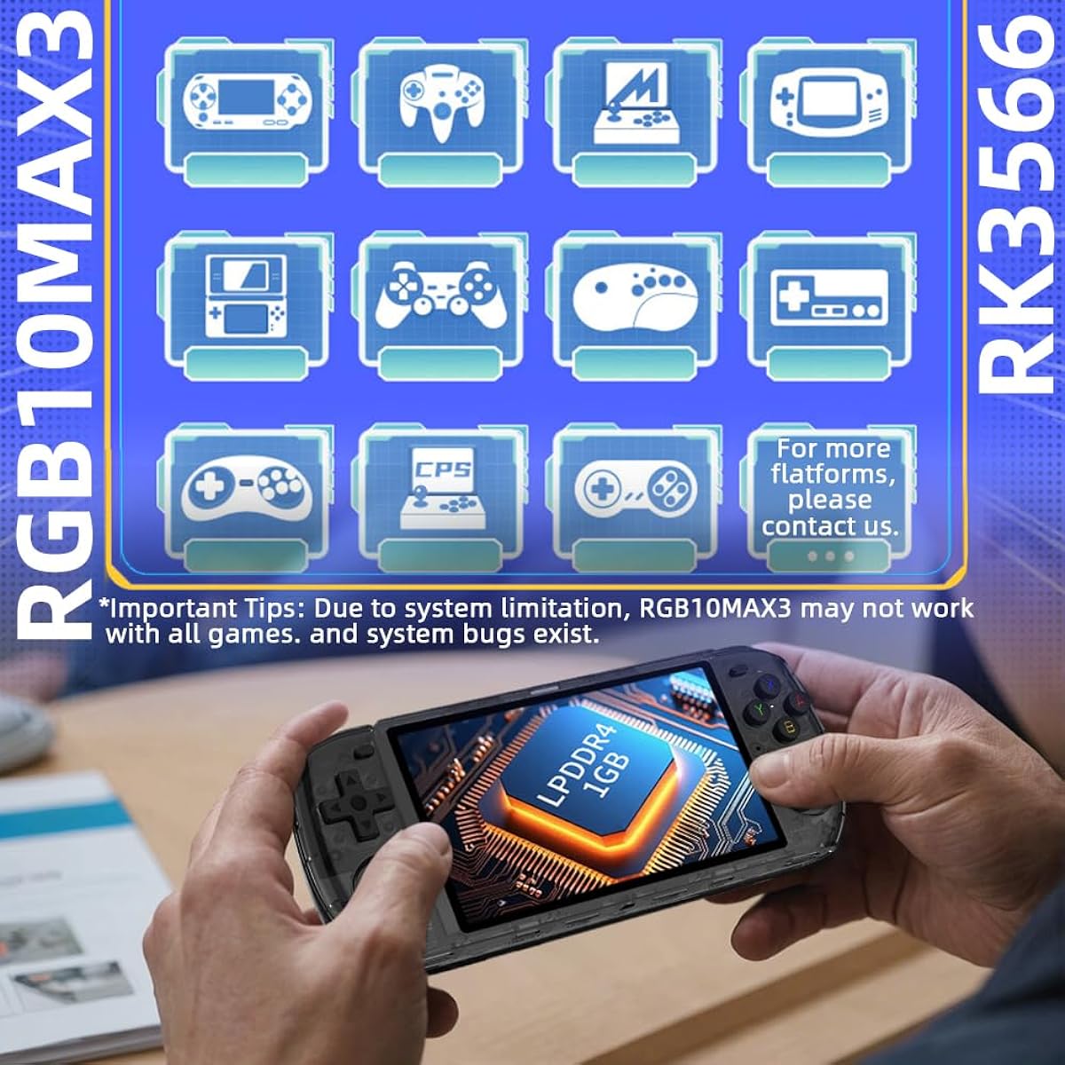 EWDGOES RGB10MAX 3 Handheld Game Console 5" IPS RK3566 4000mAh 2.4GWF BT Preinstalled Retro System 16+64GB with Portable Case Transparent Black