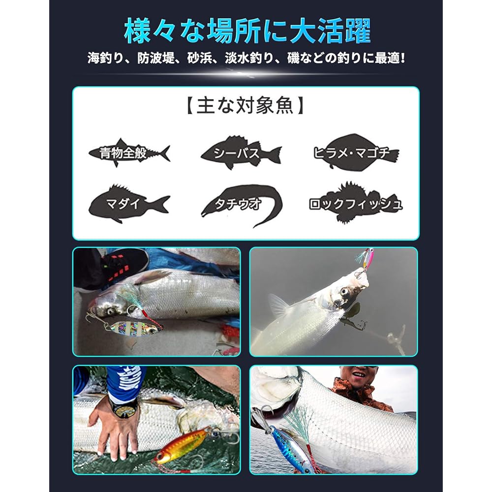Metal Jig Lure Metal Jig Set Assist Hook Lure Fishing 15g 20g 30g 40g Hard Lure Set of 5 Good Catch Sea Fishing Long Throw 5 Colors