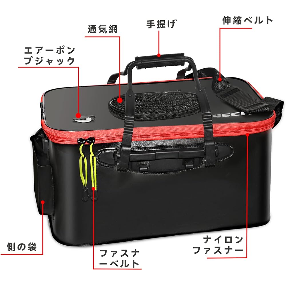 Snowchain Backpack Fishing Backpack Foldable Water Fetching Fishing Tools Fishing Tackle Bucket with Lid Made of EVA Ventilation Net Handbag Elastic Belt Lightweight Large Capacity (45*27*25cm)