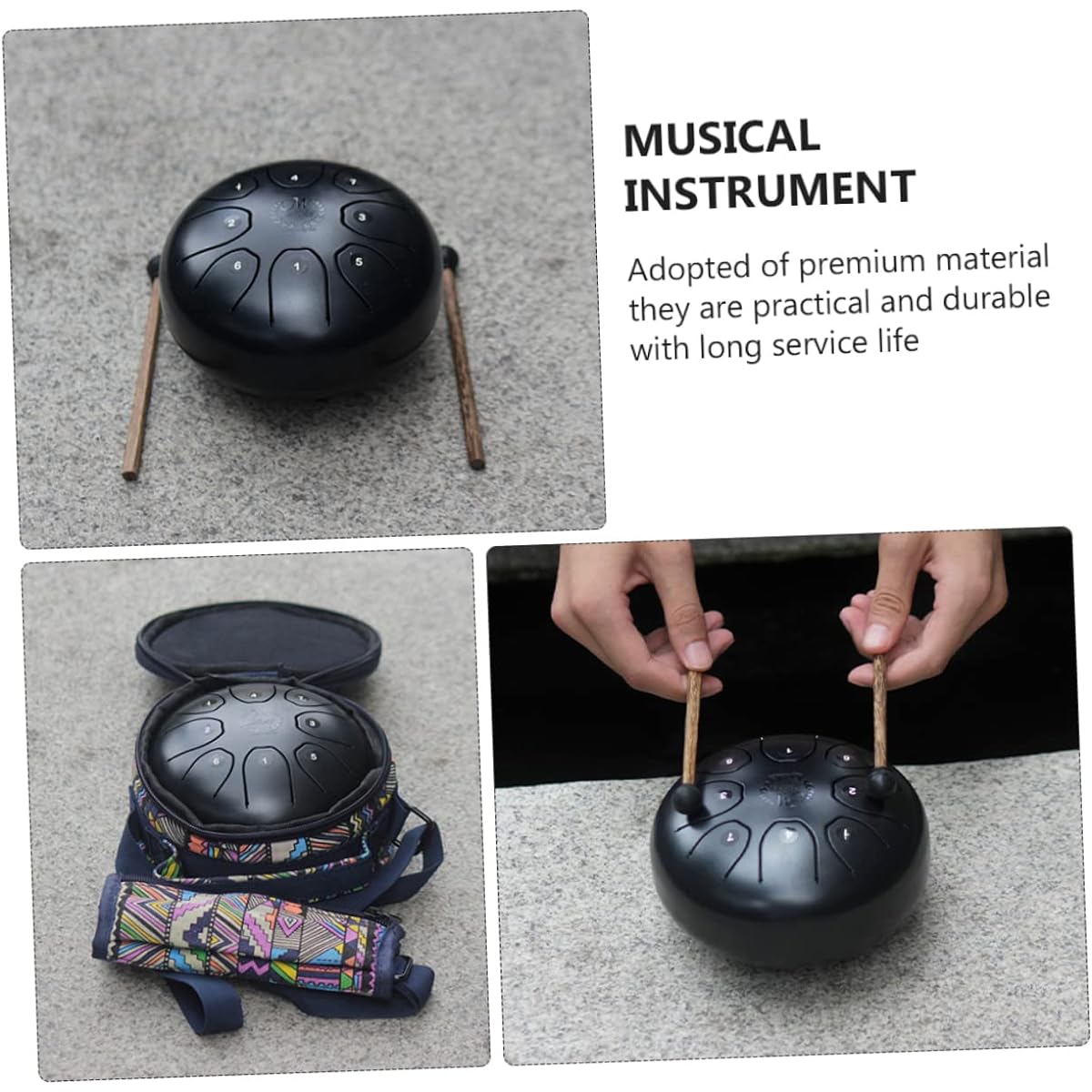 Vaguelly 3 Piece Steel Tongue Drum Pentatonic Drum Mini Steel Drum Mini Drum Tongue Drum Kit Healing Drum C Major Tongue Drum Pearl Tongue Drum C Key Ethereal